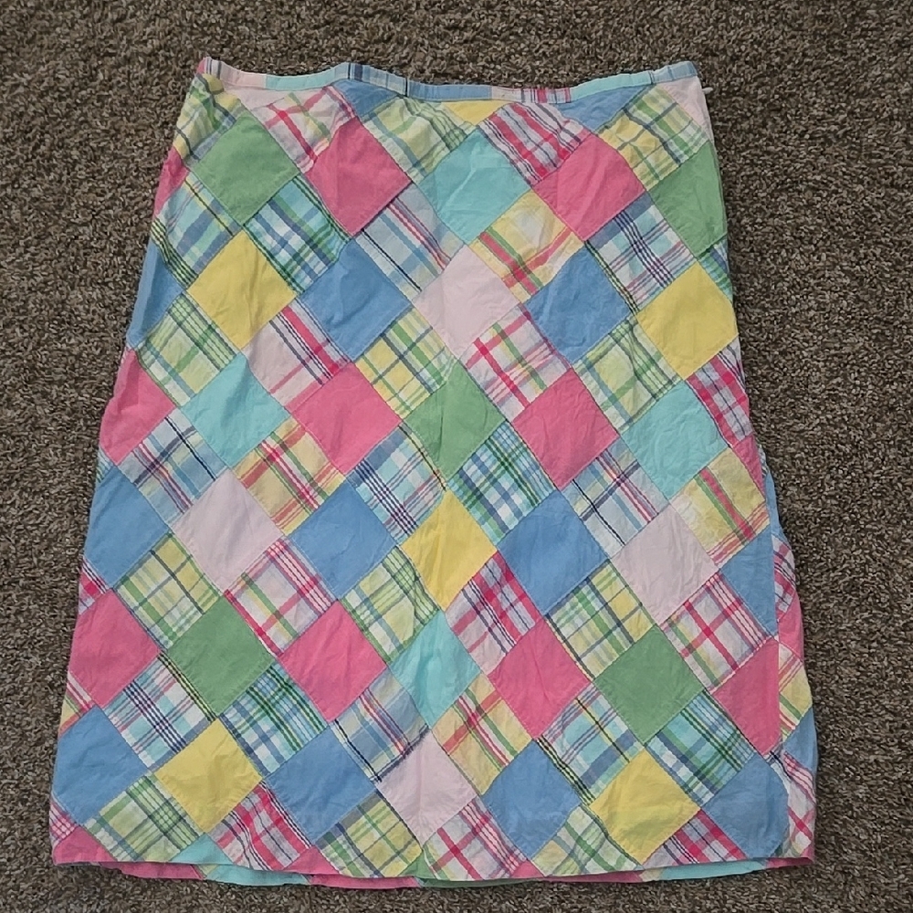 Brooks Brothers Pink and Yellow Knee-Length Pencil Skirt